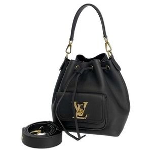 Louis Vuitton Shoulder Bag Grained Calf Leather Lock Me Bucket 2way Black